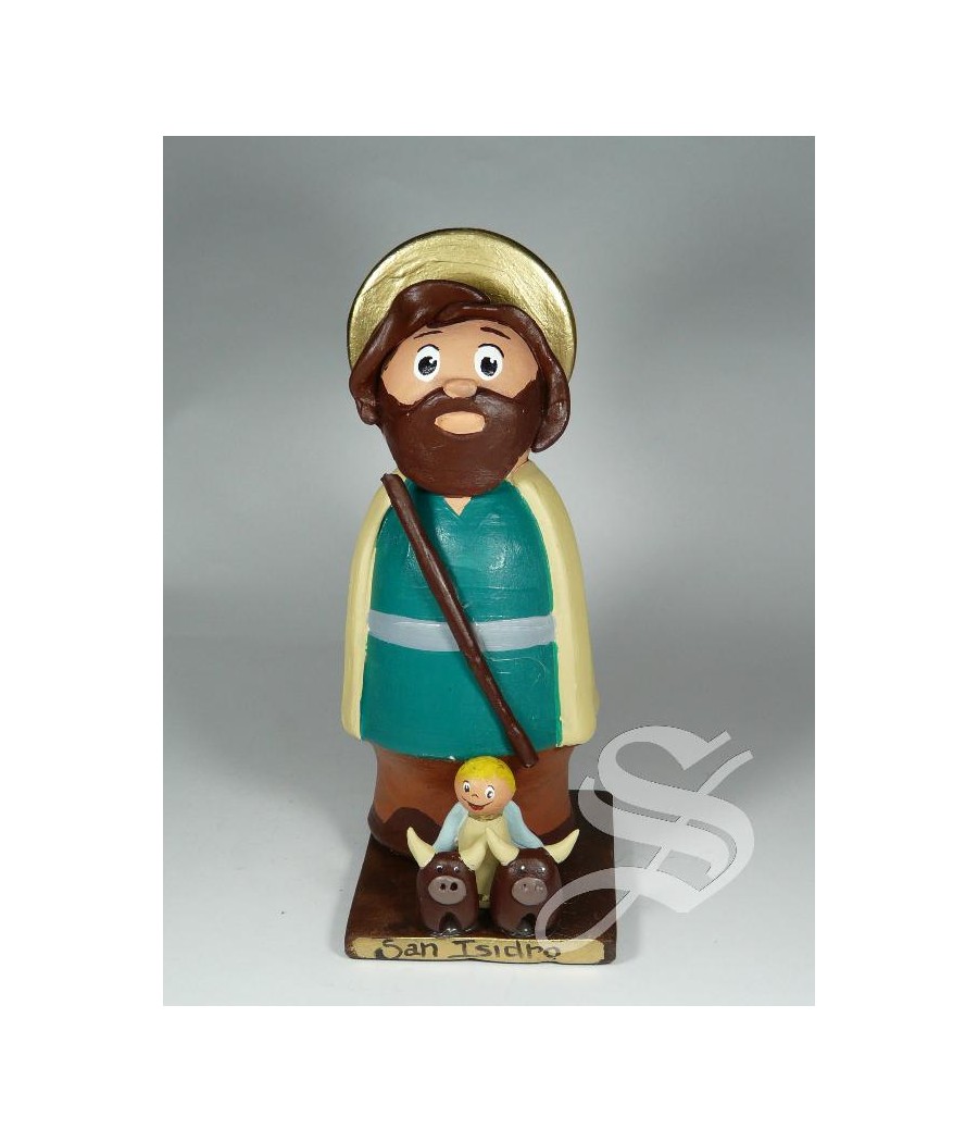 FIGURA DE SAN ISIDRO CON BUEYES BARRO