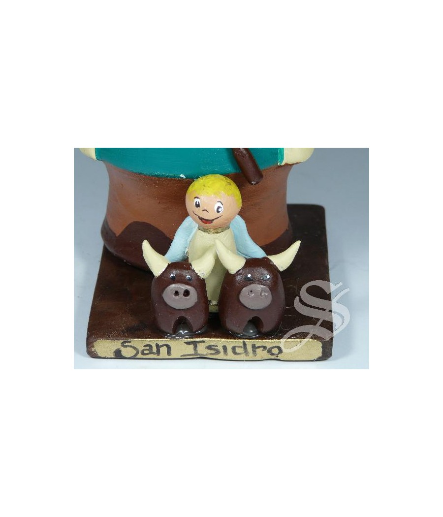 FIGURA DE SAN ISIDRO CON BUEYES BARRO
