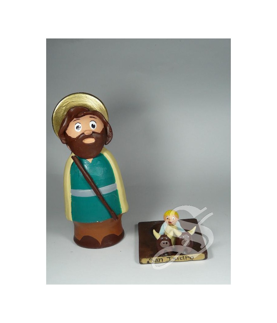 FIGURA DE SAN ISIDRO CON BUEYES BARRO