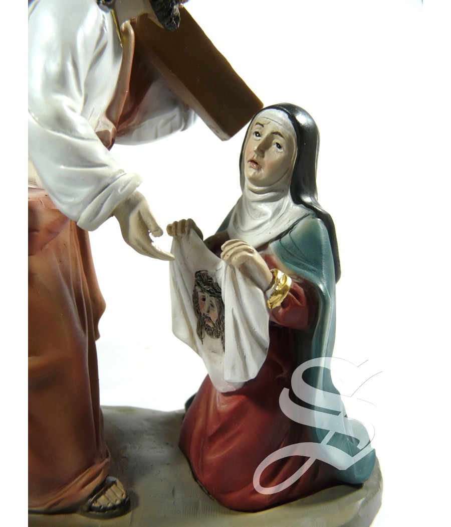 JESUS CON SAMARITANO Y LA VERONICA 17,5 CM. 3 FIGURAS RESINA