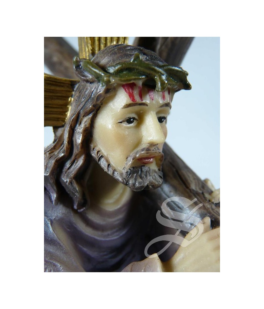 JESUS NAZARENO CON CRUZ 18,5 CM. RESINA