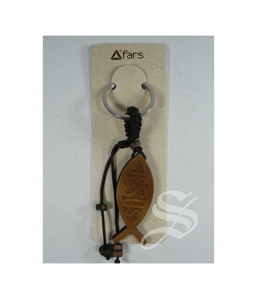 LLAVERO MADERA PEZ JESUS CON CORDON COMUNION