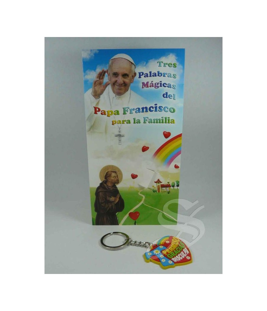 LLAVERO TRES PALABRAS MÁGICAS GOMA PAPA FRANCISCO