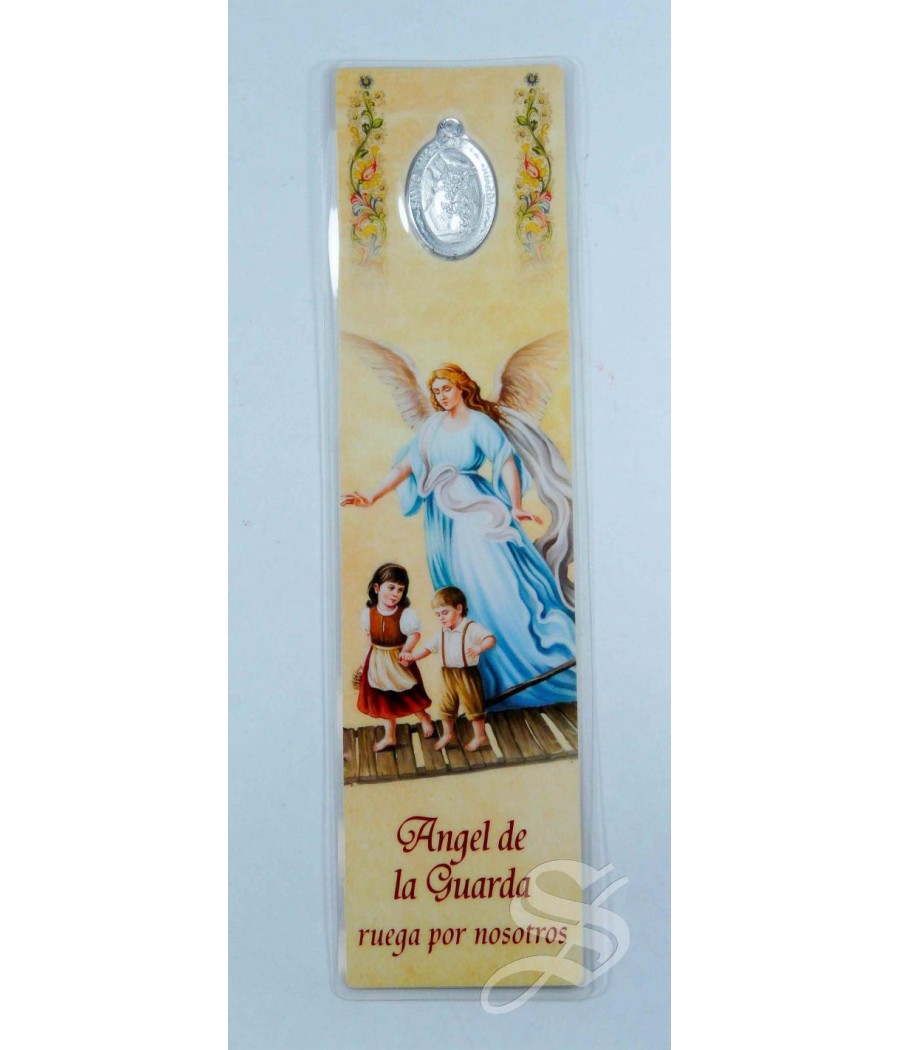 MARCAPAGINAS ANGEL DE LA GUARDA CON MEDALLA 18 * 5