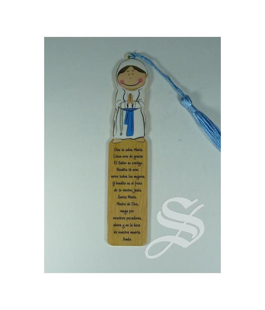 MARCAPAGINAS EFECTO MADERA LOURDES  5 * 17 CM. CON FUNDA