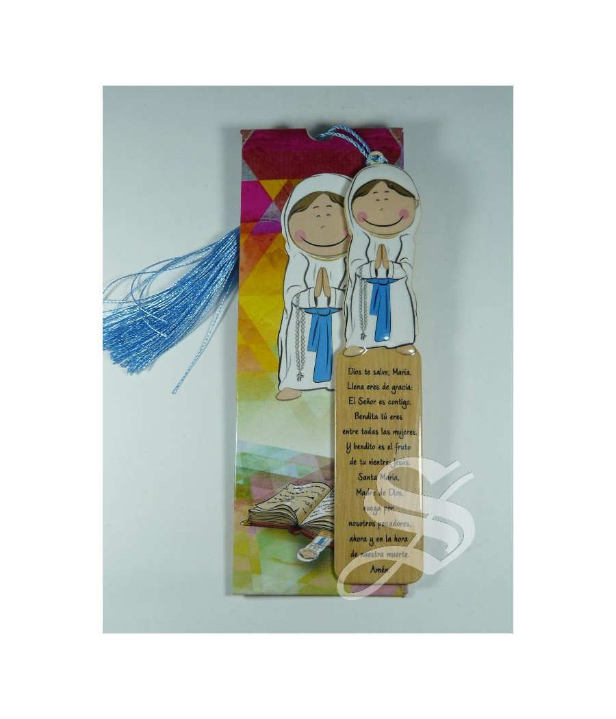 MARCAPAGINAS EFECTO MADERA LOURDES  5 * 17 CM. CON FUNDA