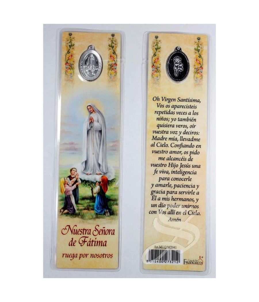 MARCAPAGINAS VIRGEN DE FATIMA CON MEDALLA 18 * 5