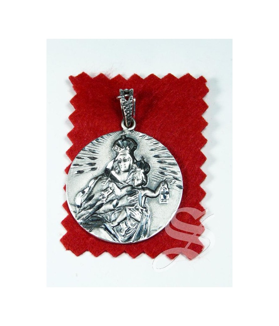 MEDALA VIRGEN DEL CARMEN 32 MM PLATA TALLADA