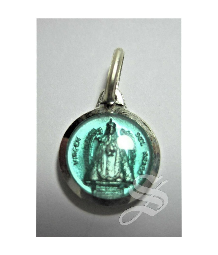 MEDALLA 12 MM.  ALPACA VIRGEN DEL PRADO ESCAPULARIO AZUL