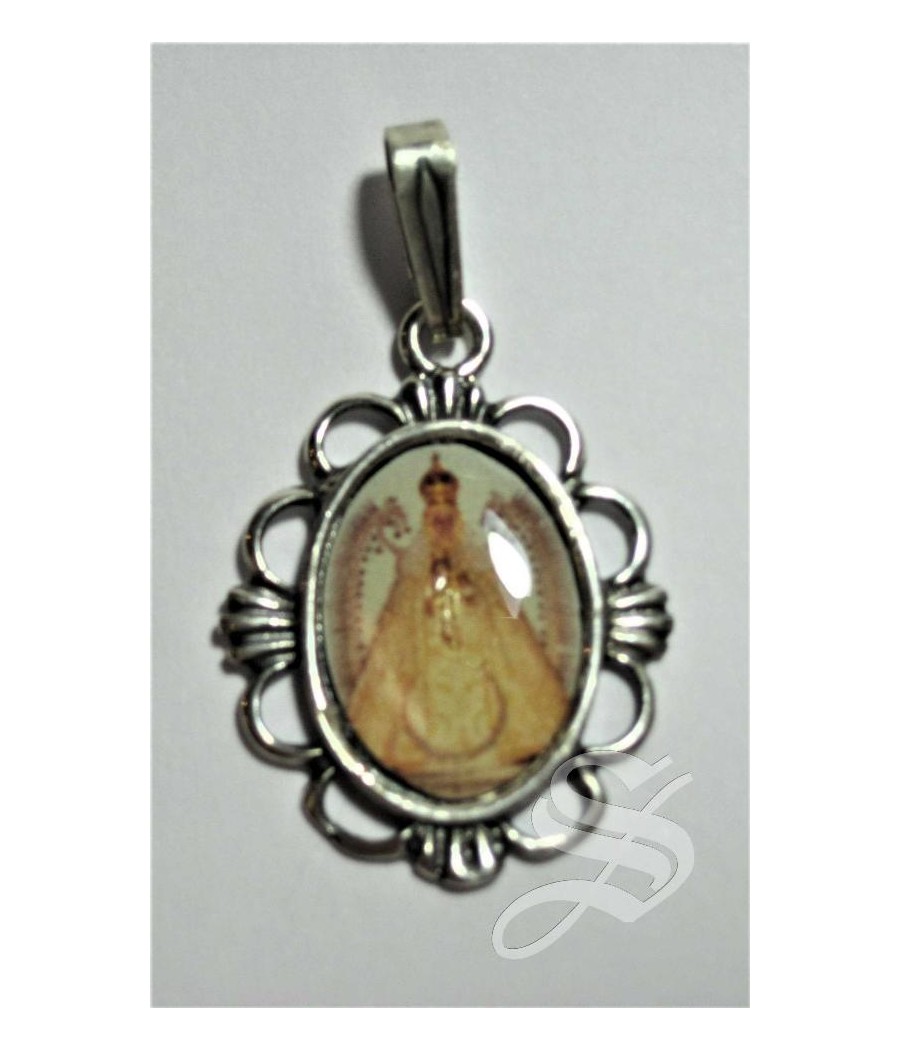 MEDALLA 25*12 MM. VIRGEN DEL PRADO FILIGRANA PLATA FOTO ESMALTE