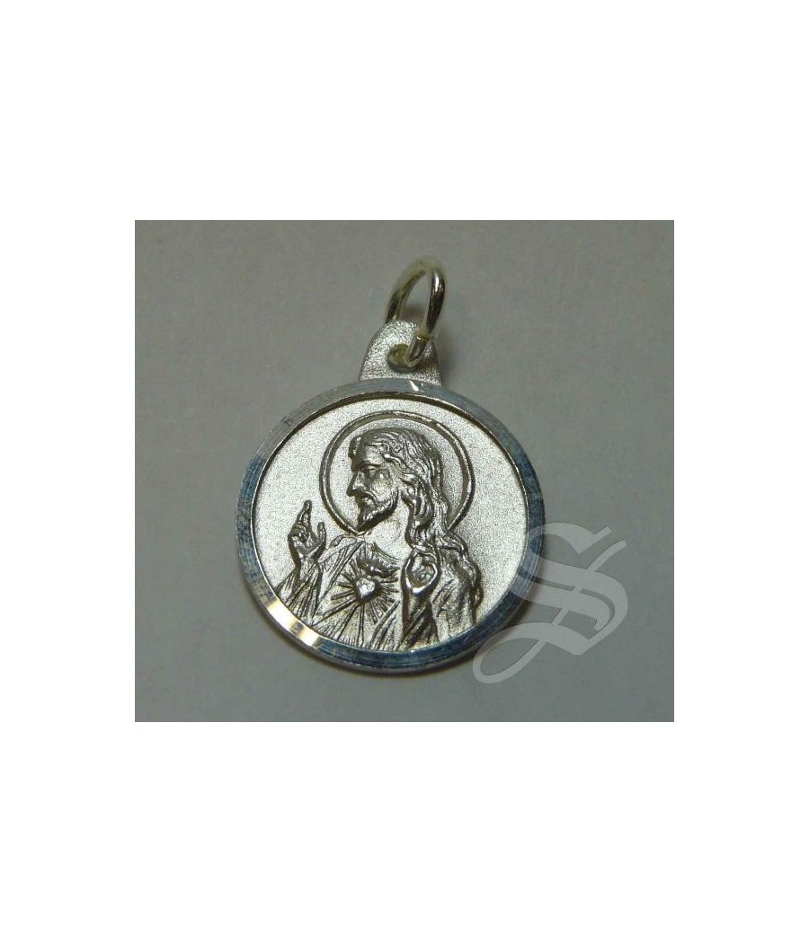 MEDALLA CORAZON JESUS 16MM. PLATA