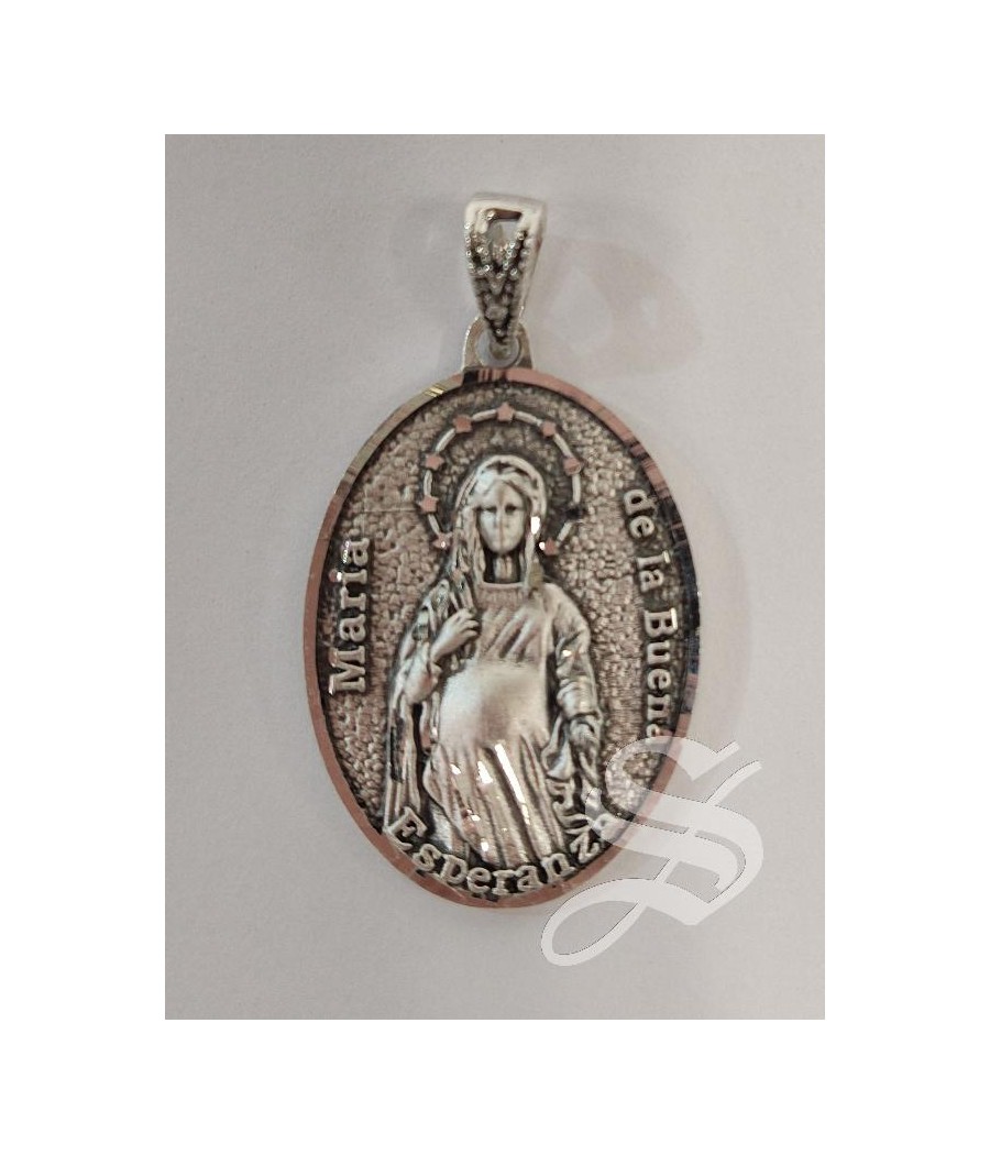 MEDALLA MARIA DE LA BUENA ESPERANZA PLATA 29 X 19 MM. VIRGEN EMBARAZADA