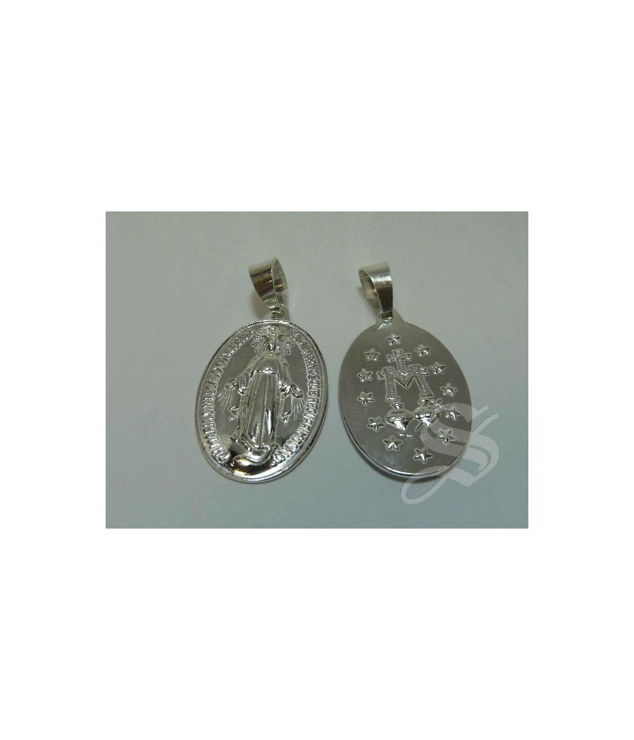 MEDALLA MILAGROSA 33 X 19 MM PLATA