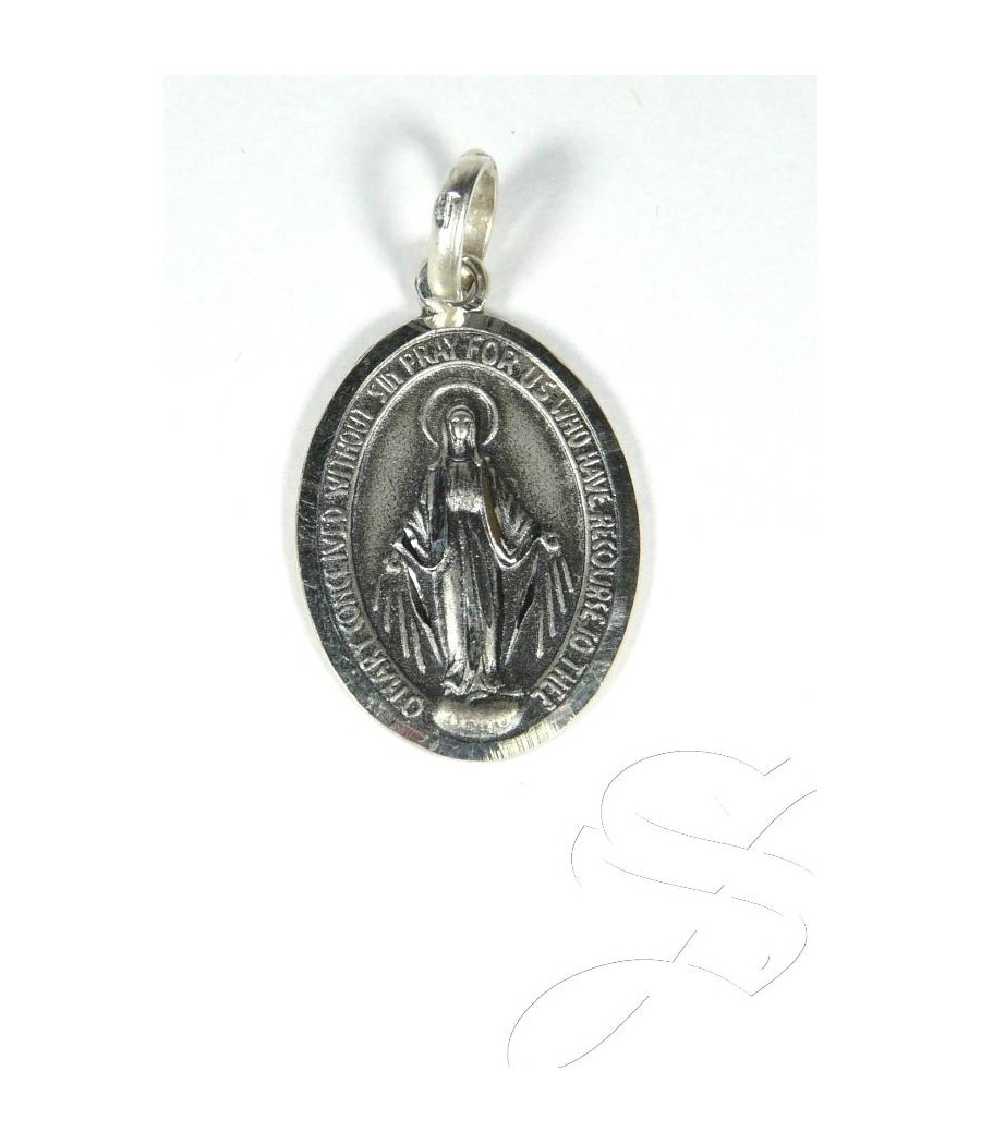 MEDALLA MILAGROSA PLATA TALLADA 25 X 16