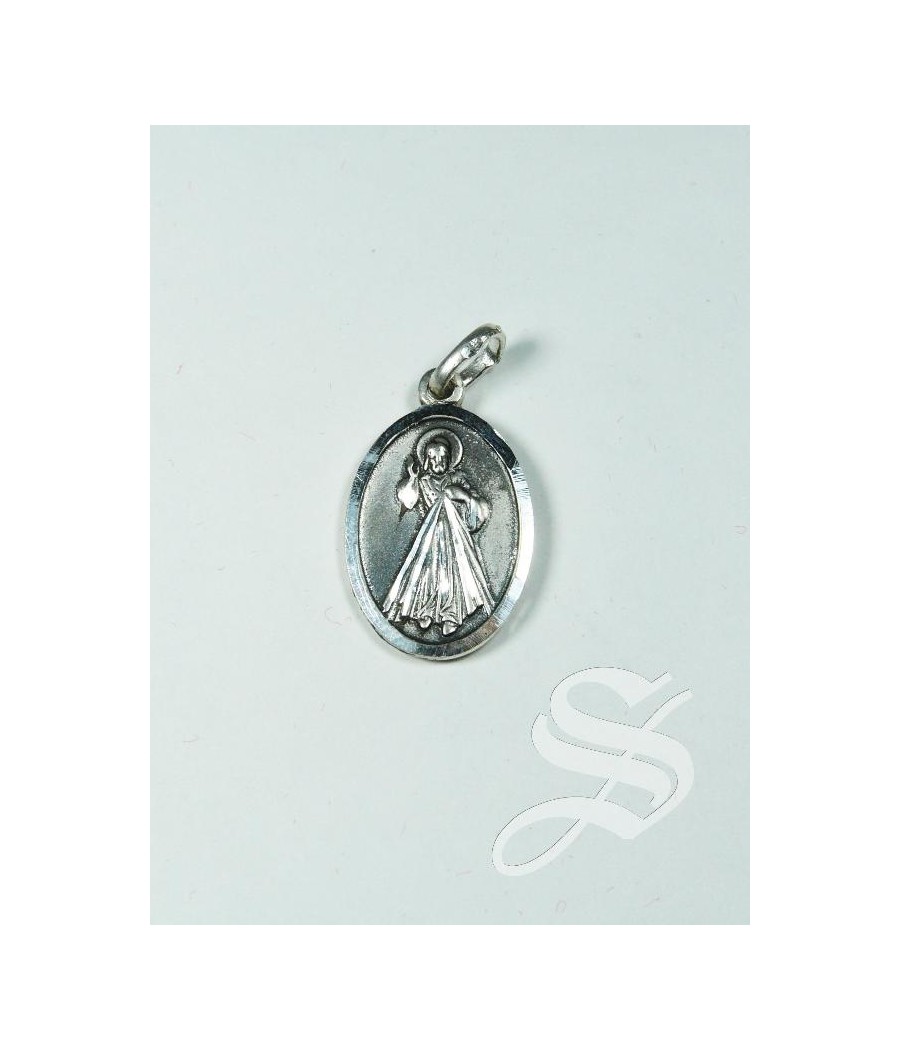 MEDALLA MISERICORDIOSO Y MEDJUGORJE 24 X 15 MM PLATA