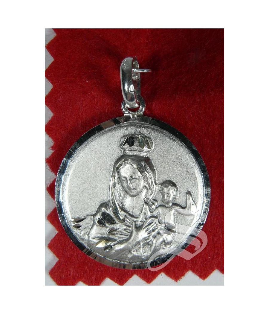 MEDALLA PLATA VIRGEN DEL CARMEN ESCAPULARIO 24 MM