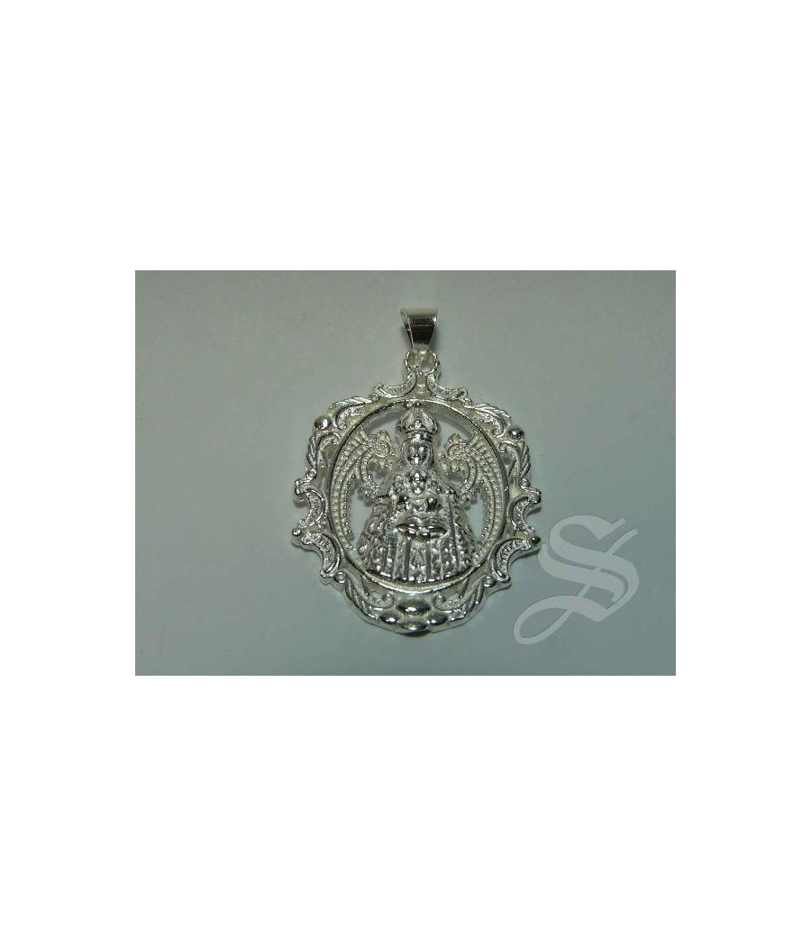 MEDALLA PLATA VIRGEN DEL PRADO OVAL CALADA 37 X 28 MM