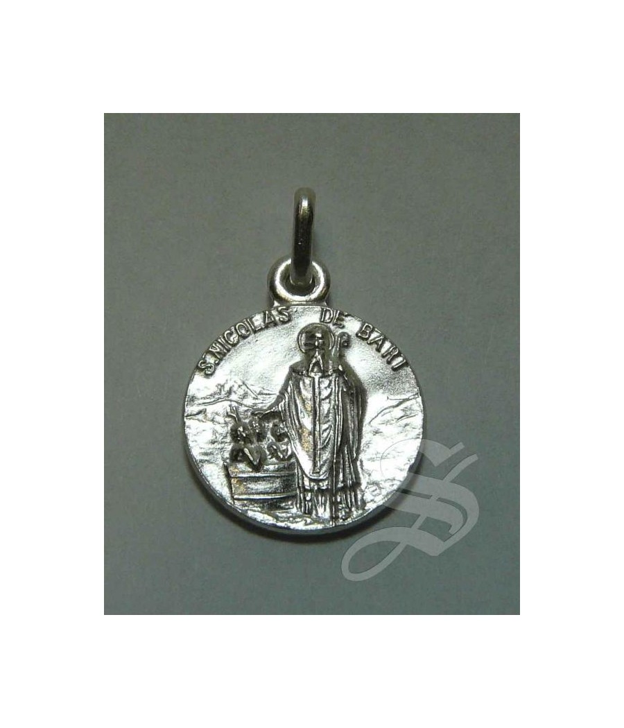 MEDALLA SAN NICOLAS DE BARI 14 MM. PLATA