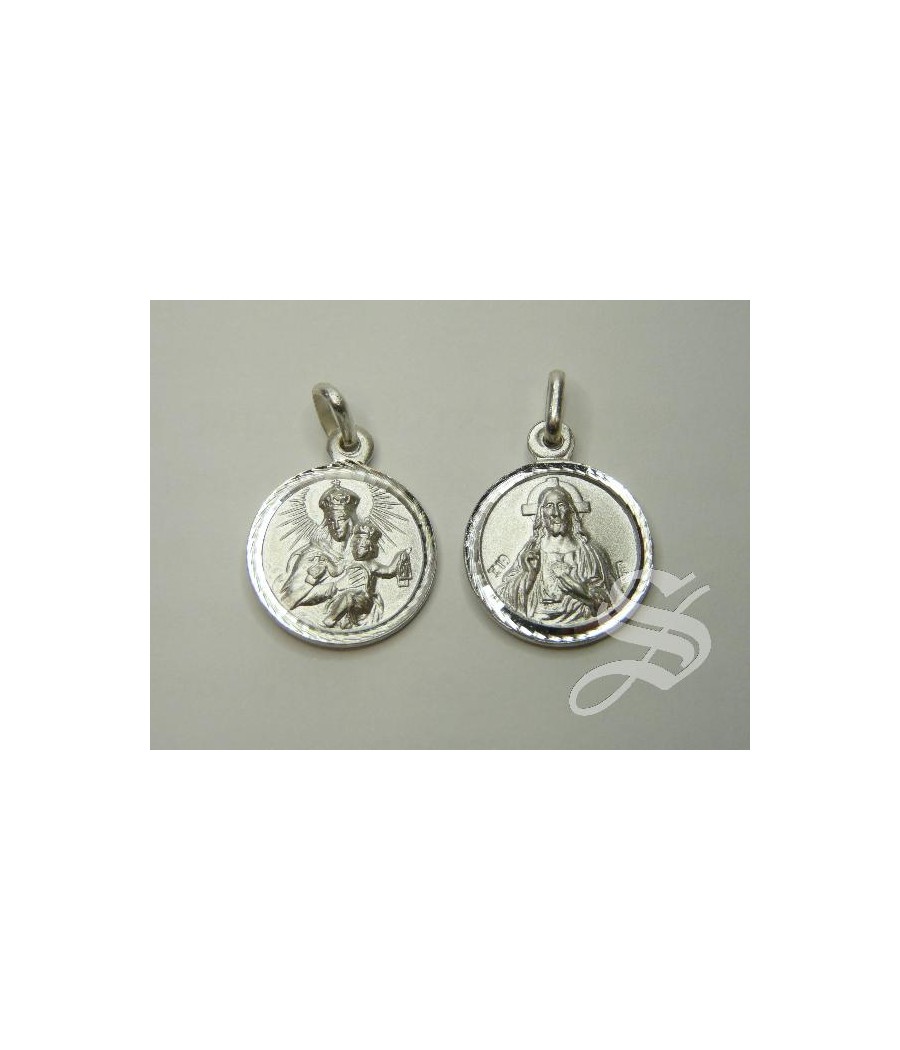 MEDALLA VIRGEN DEL CARMEN ESCAPULARIO 17 MM. PLATA