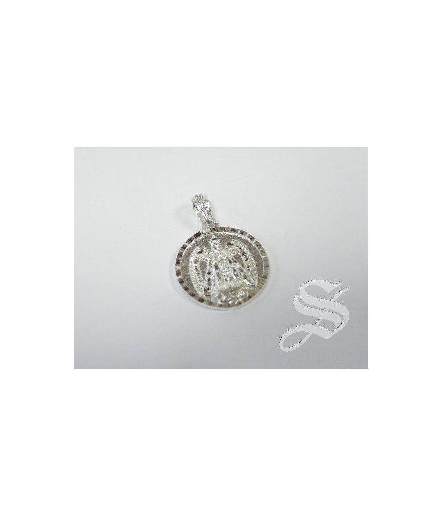 MEDALLA VIRGEN DEL PRADO 18 M. PLATA SATINADA TALLADA