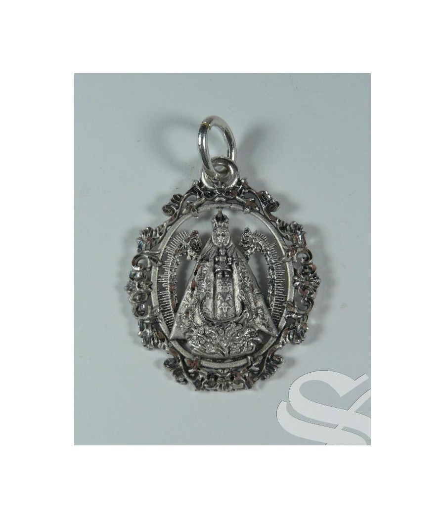 MEDALLA 30 MM VIRGEN DEL PRADO CALADA PLATA 30 X 23 MM