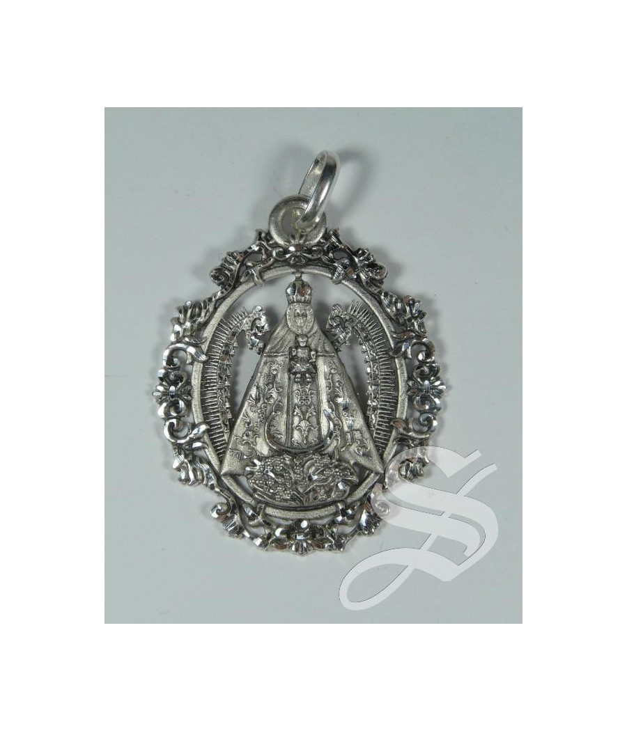 MEDALLA 44 MM VIRGEN DEL PRADO CALADA PLATA 44 * 35 MM