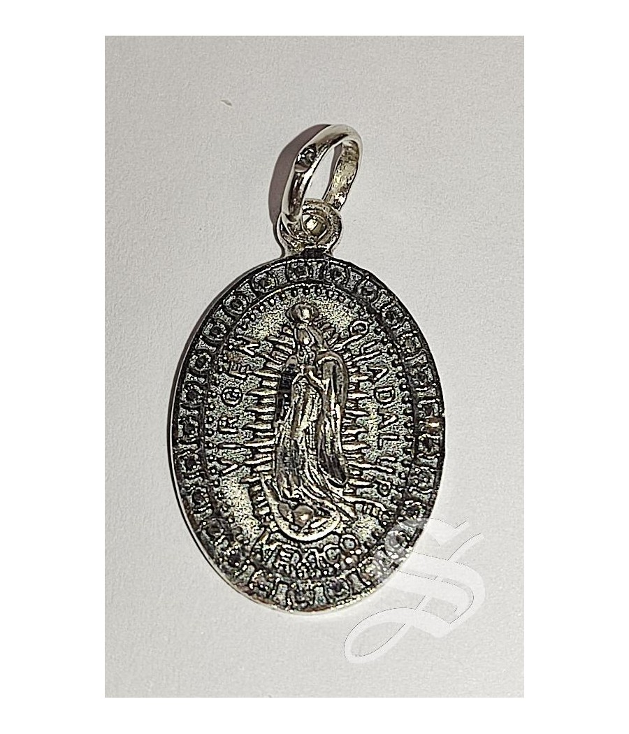 MEDALLA VIRGEN GUADALUPE MEXICO PLATA 25 * 16 MM + REASA