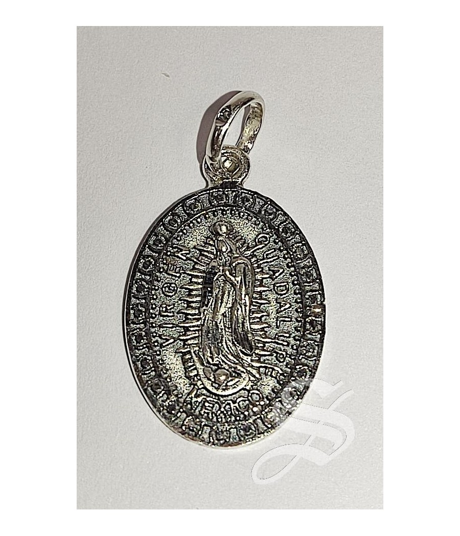 MEDALLA VIRGEN GUADALUPE MEXICO PLATA 31 * 22 MM