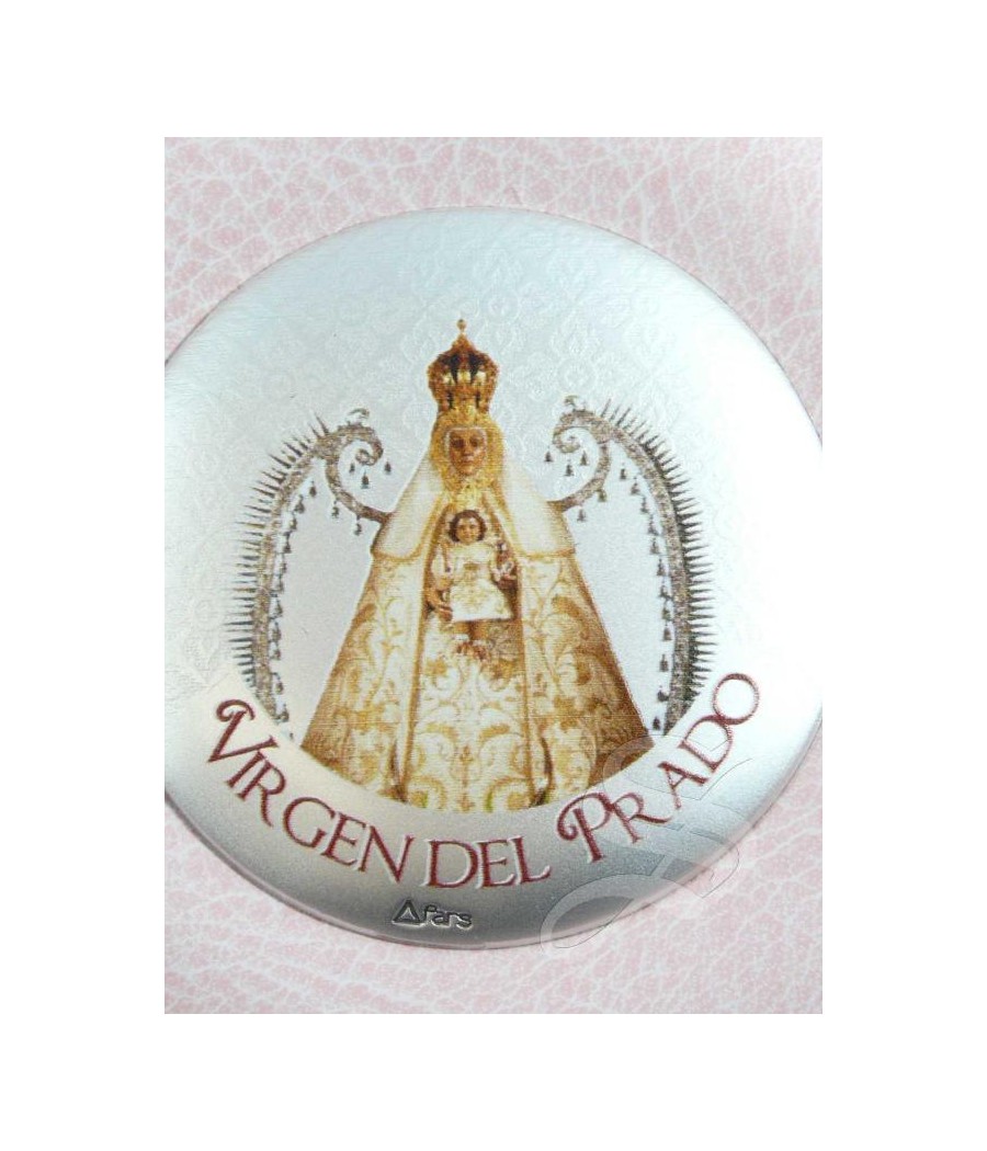 MEDALLON CUNA CUERO PLATA 85 MM Ø VIRGEN DEL PRADO ROSA