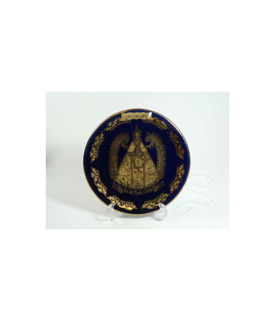 PLATO 10 CM. VIRGEN DEL PRADO PORCELANA AZUL