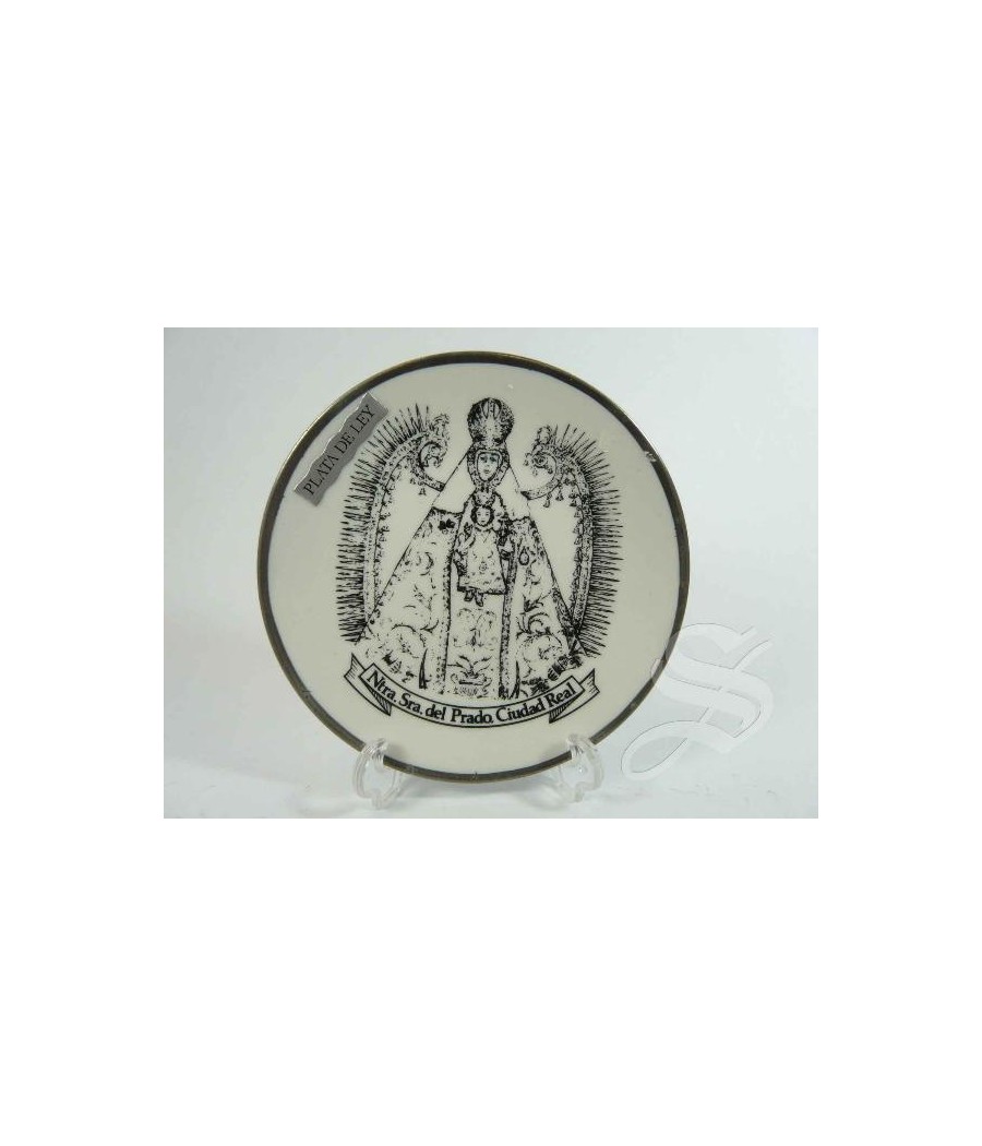 PLATO 10 CM. VIRGEN DEL PRADO PORCELANA BLANCA