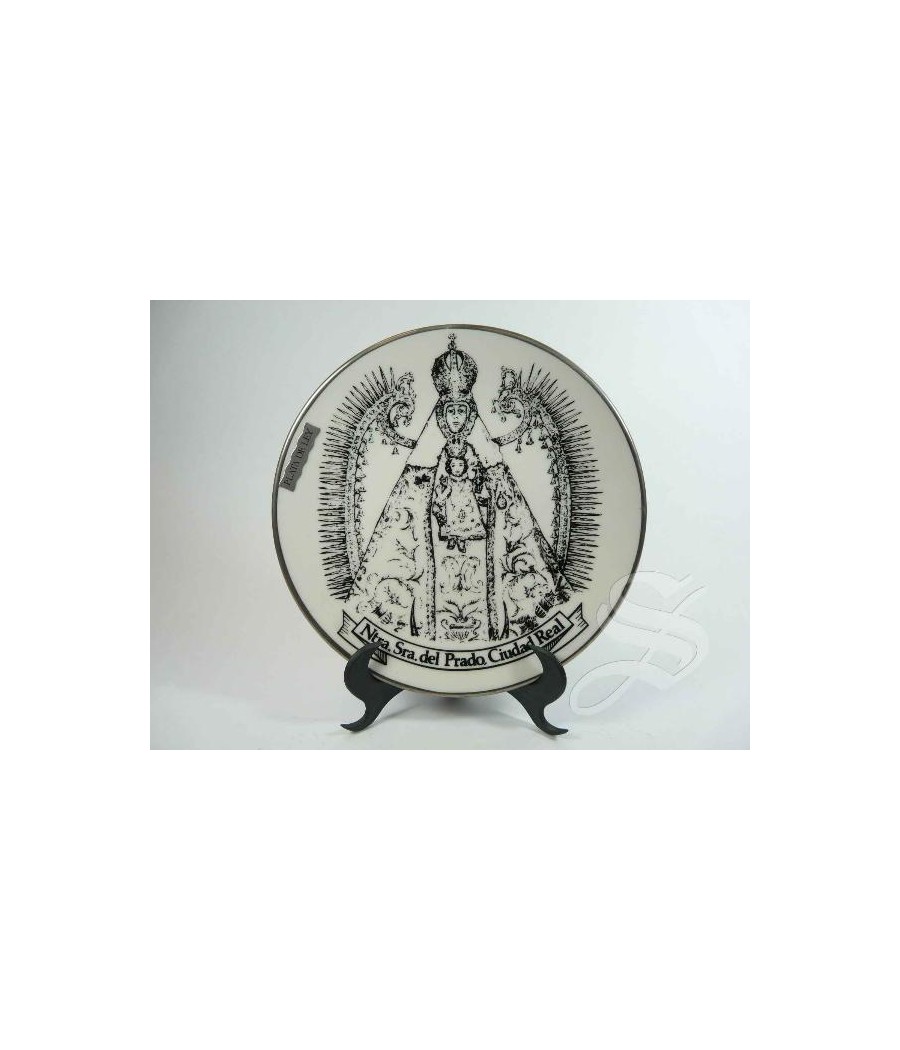 PLATO 14 CM. VIRGEN DEL PRADO PORCELA BLANCA