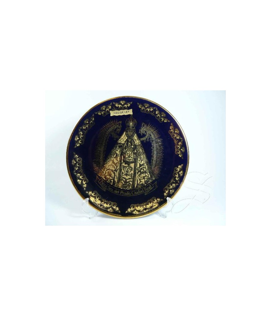 PLATO 14 CM. VIRGEN DEL PRADO PORCELANA AZUL