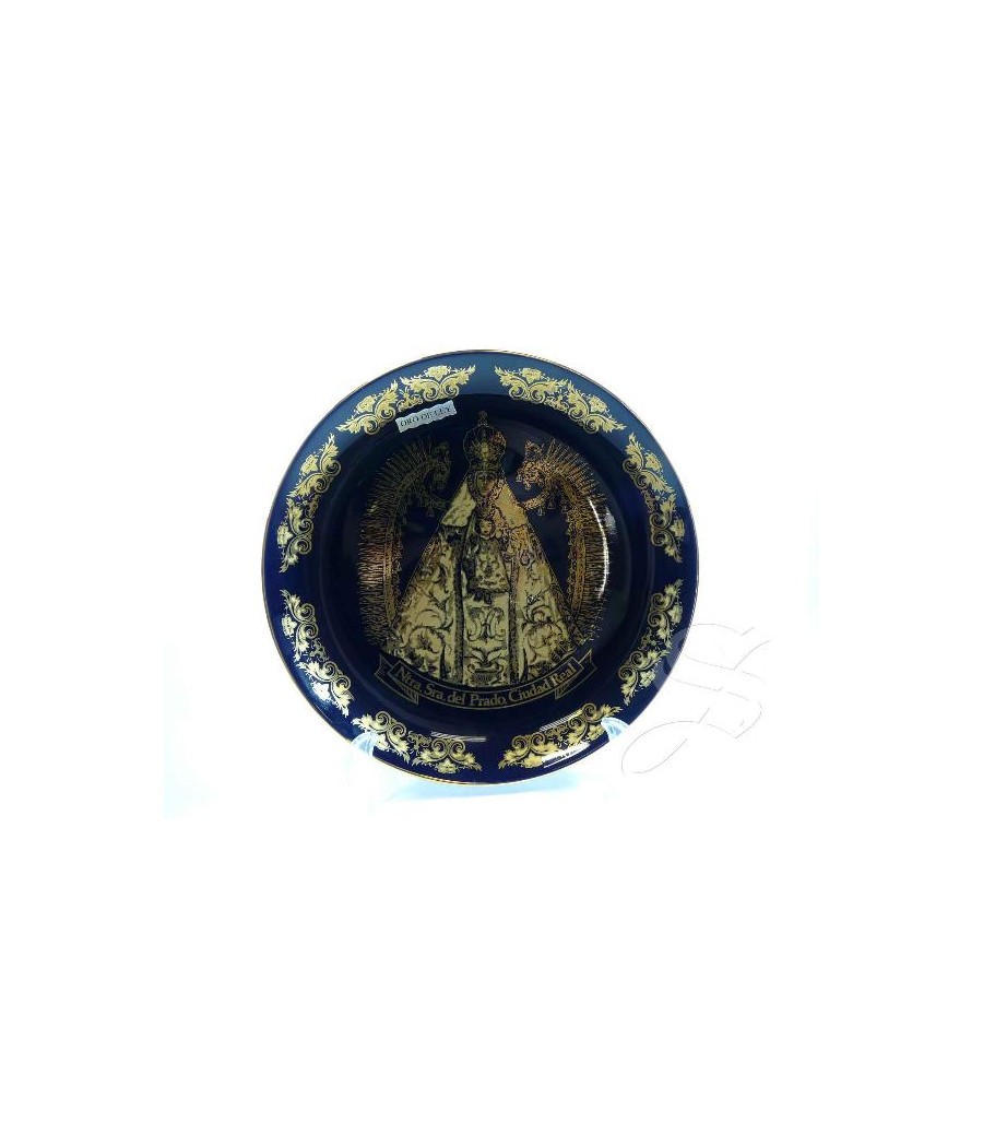 PLATO 20 CM. VIRGEN DEL PRADO PORCELANA AZUL