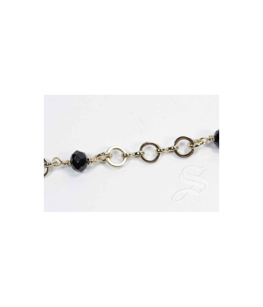 PULSERA "FIDI" EN METAL DORADO Y CUENTAS DE VIDRIO NEGRO