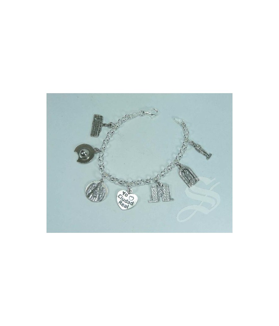 PULSERA CIUDAD REAL PLATA 7 MOTIVOS 19 CM.