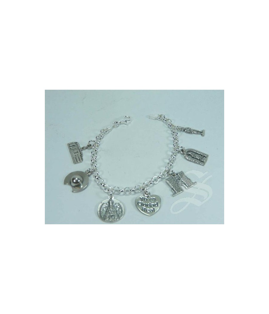 PULSERA CIUDAD REAL PLATA 7 MOTIVOS 19 CM.