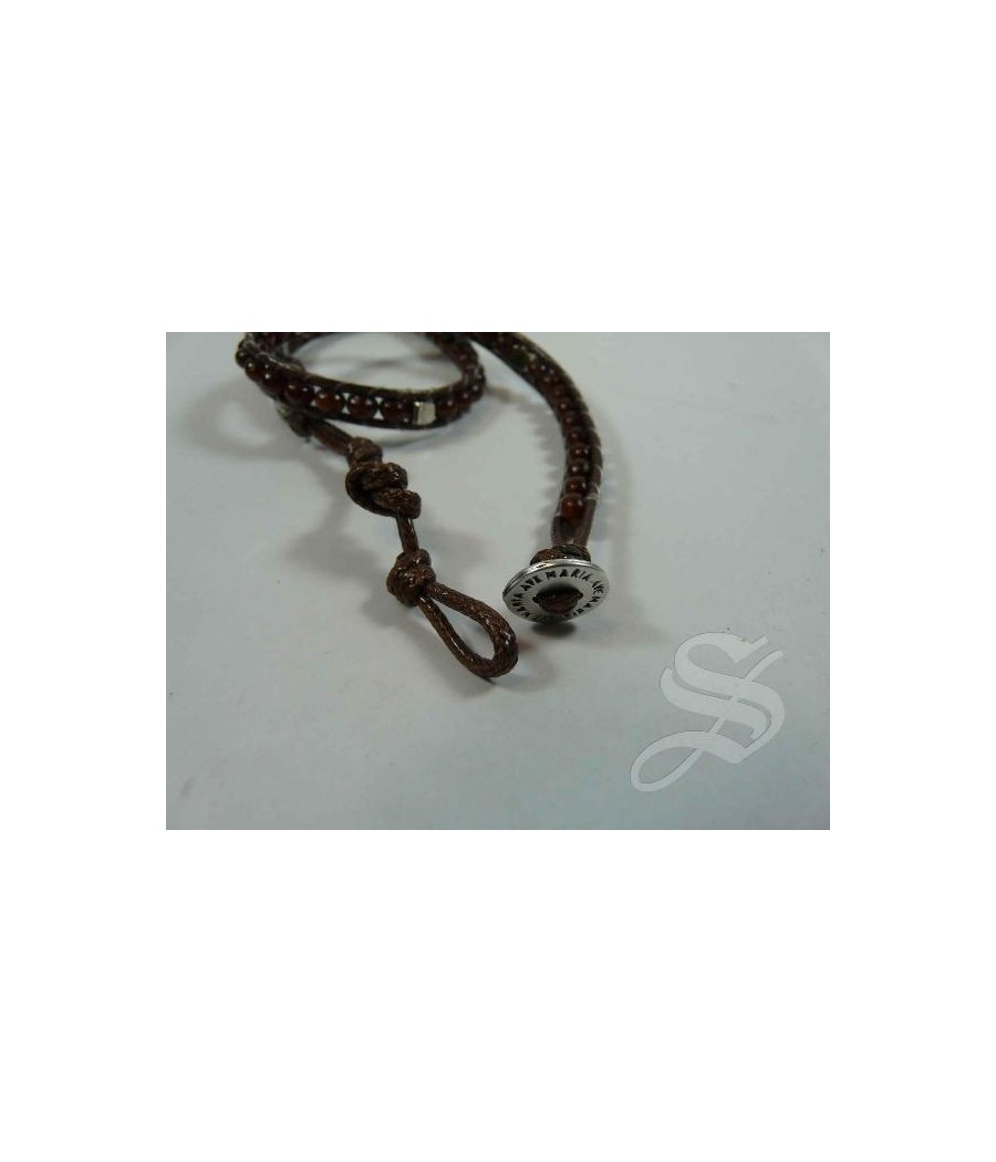 PULSERA CORDON MARRON CON BOTON AVE MARIA