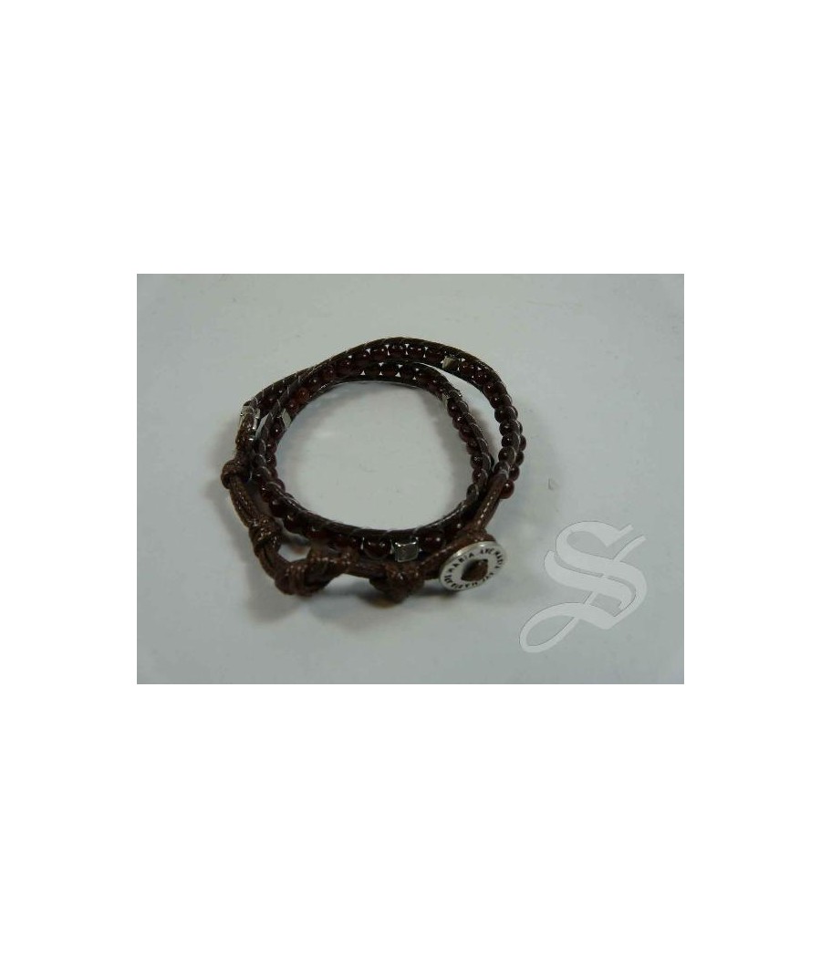 PULSERA CORDON MARRON CON BOTON AVE MARIA