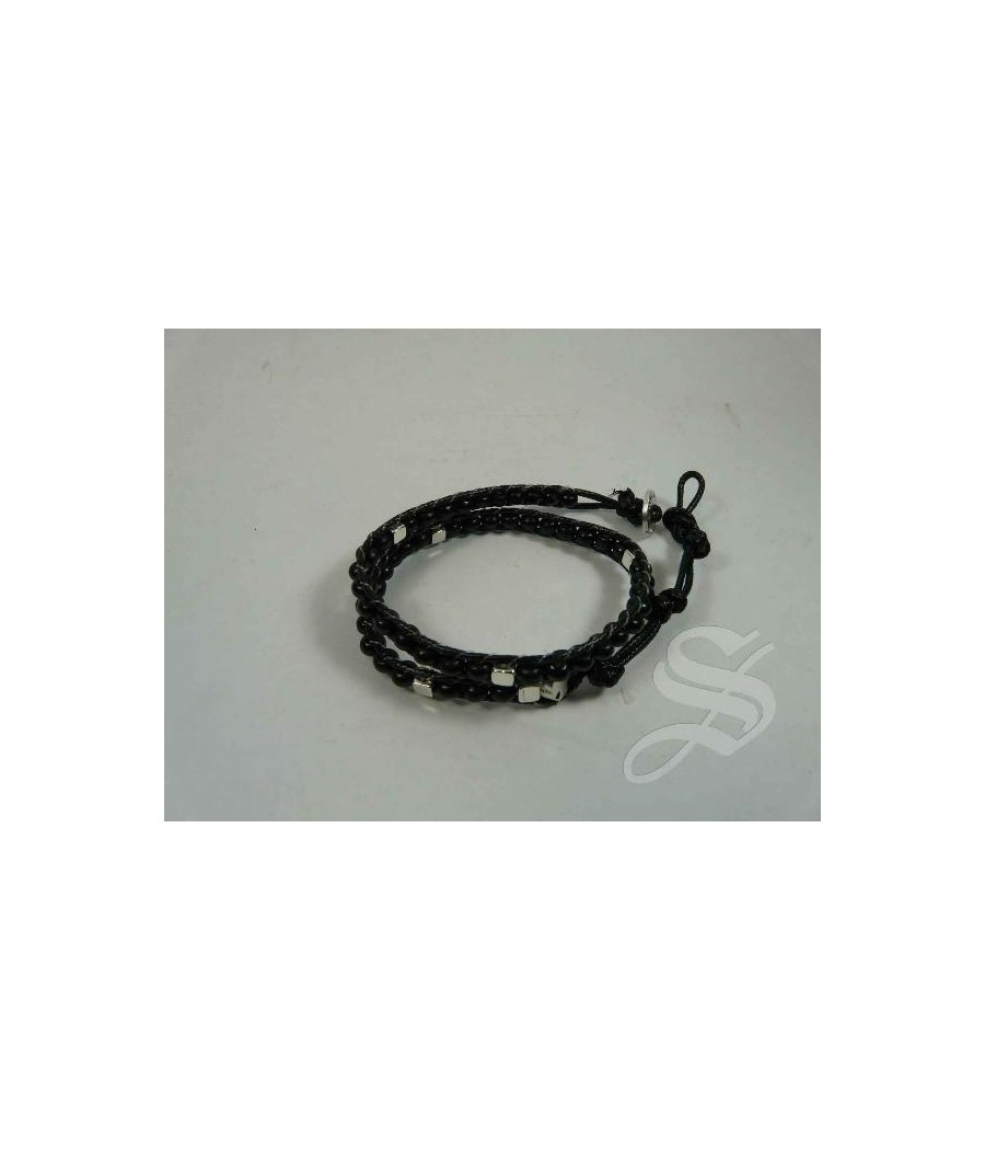 PULSERA CORDON NEGRO CON BOTON AVE MARIA