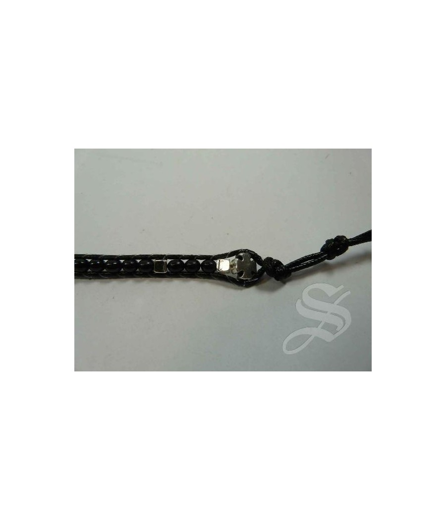 PULSERA CORDON NEGRO CON BOTON AVE MARIA