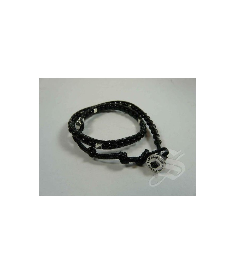 PULSERA CORDON NEGRO CON BOTON AVE MARIA