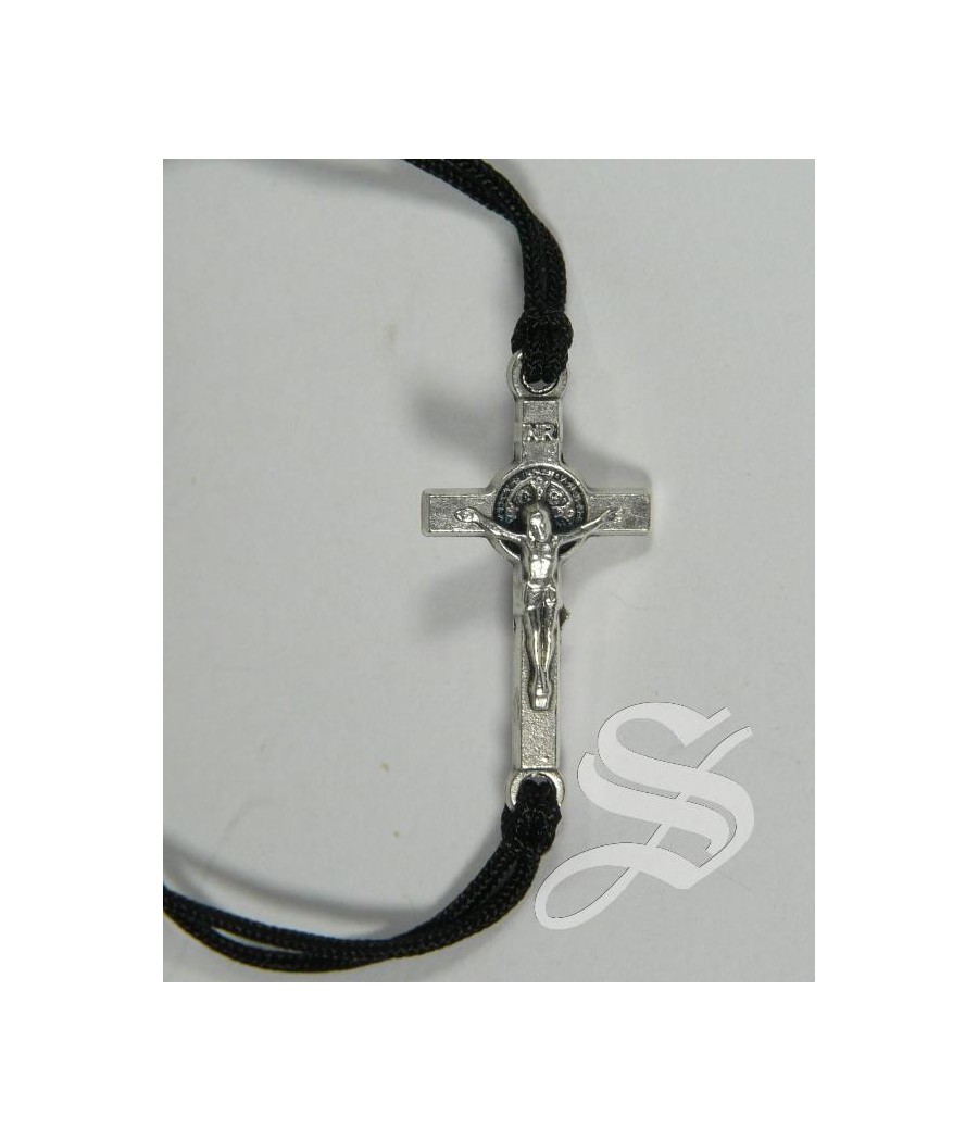 PULSERA CUERDA CRUZ SAN BENITO METAL