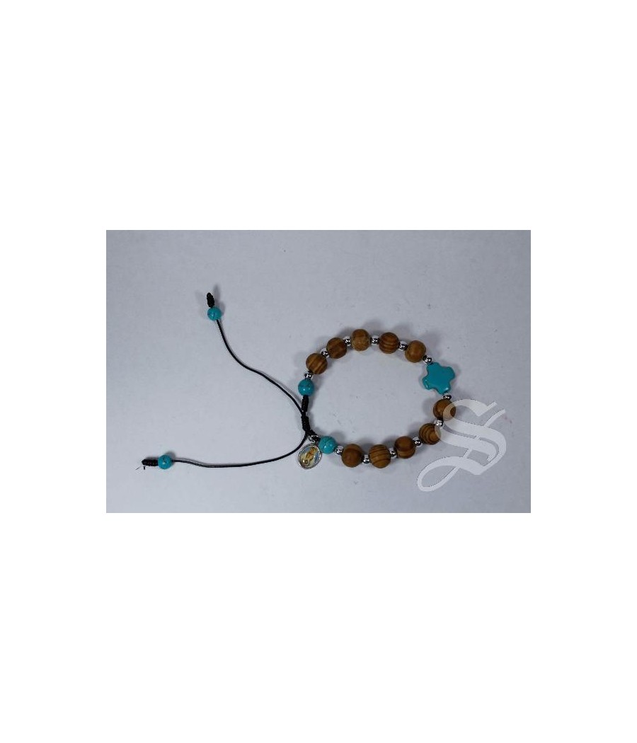 PULSERA CUERDA MADERA COLORES