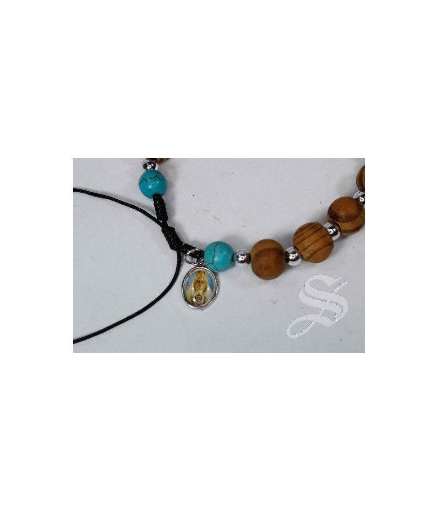 PULSERA CUERDA MADERA COLORES