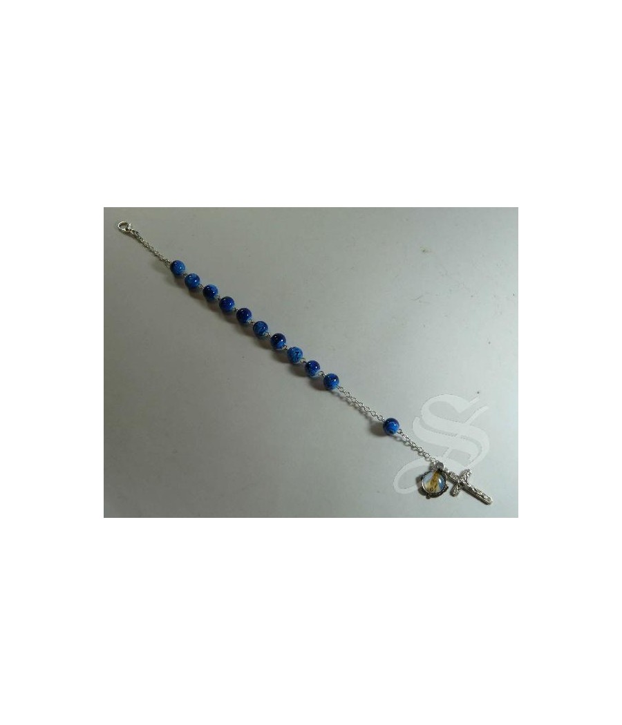 PULSERA EFECTO MARMOL VIRGEN DEL PRADO AZUL