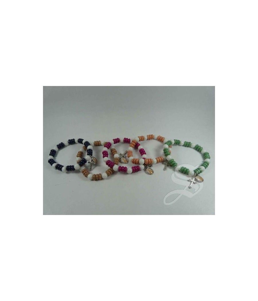 PULSERA ELASTICA CON CUENTAS DE VIDRIO VIRGEN DEL PRADO