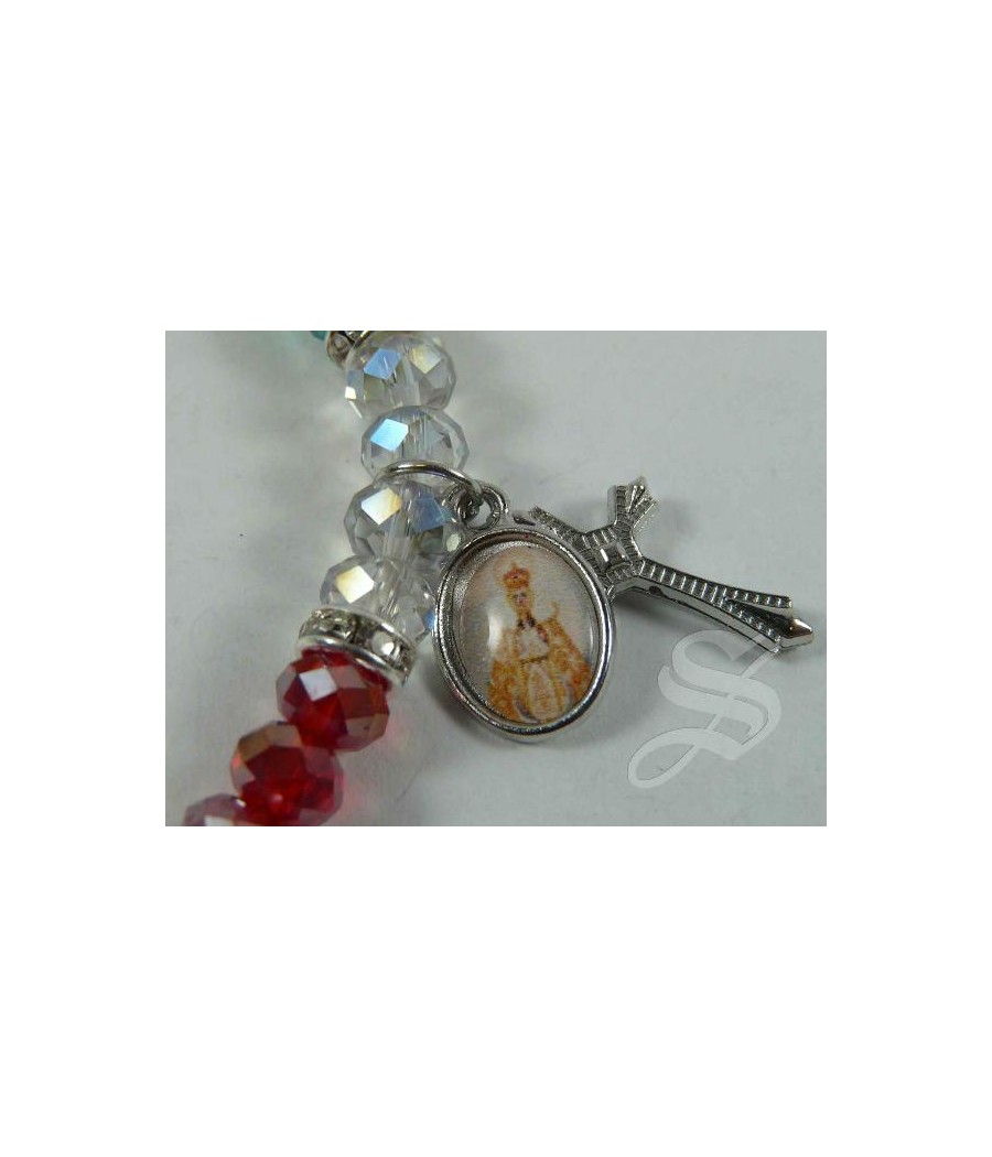 PULSERA ELASTICA EN VIDRIO COLOR Y STRASS VIRGEN DEL PRADO