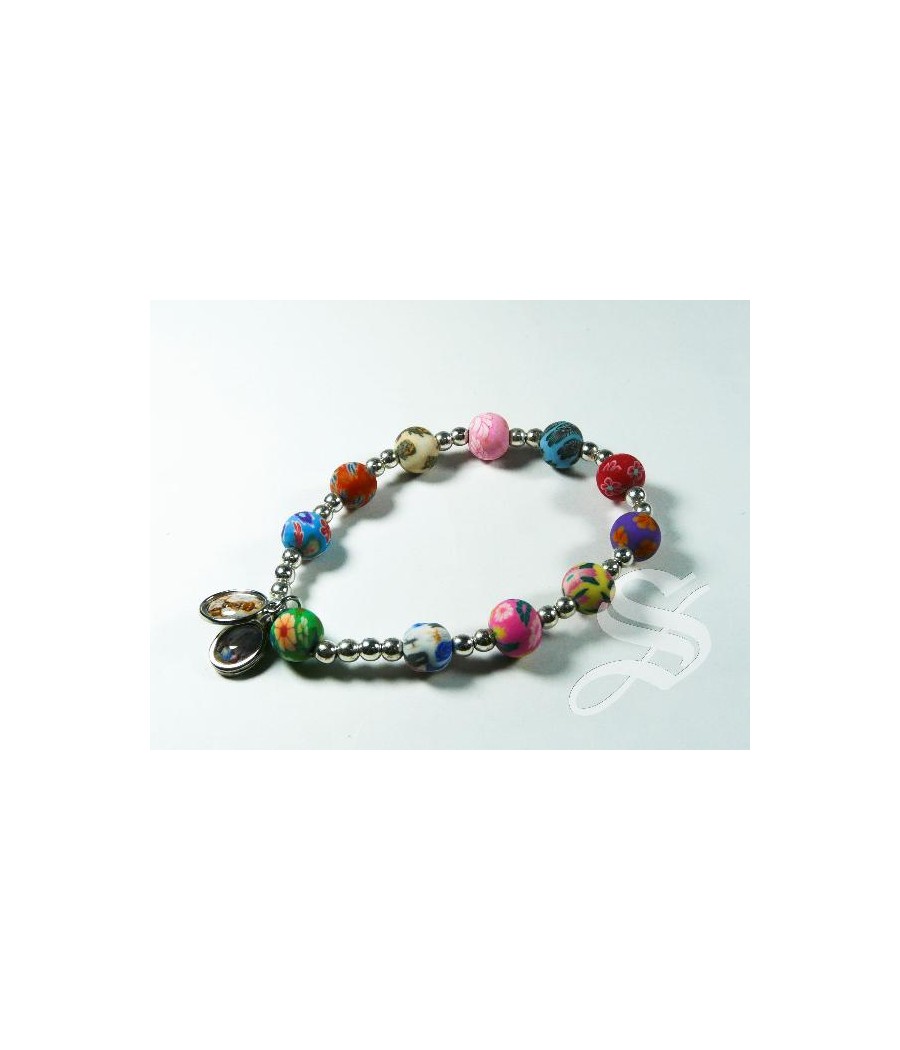 PULSERA FIMO ELASTICA CON VIRGEN DEL PRADO