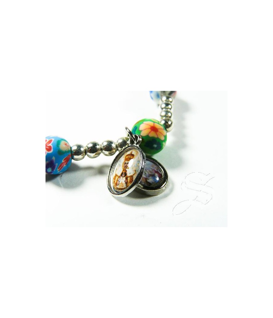 PULSERA FIMO ELASTICA CON VIRGEN DEL PRADO